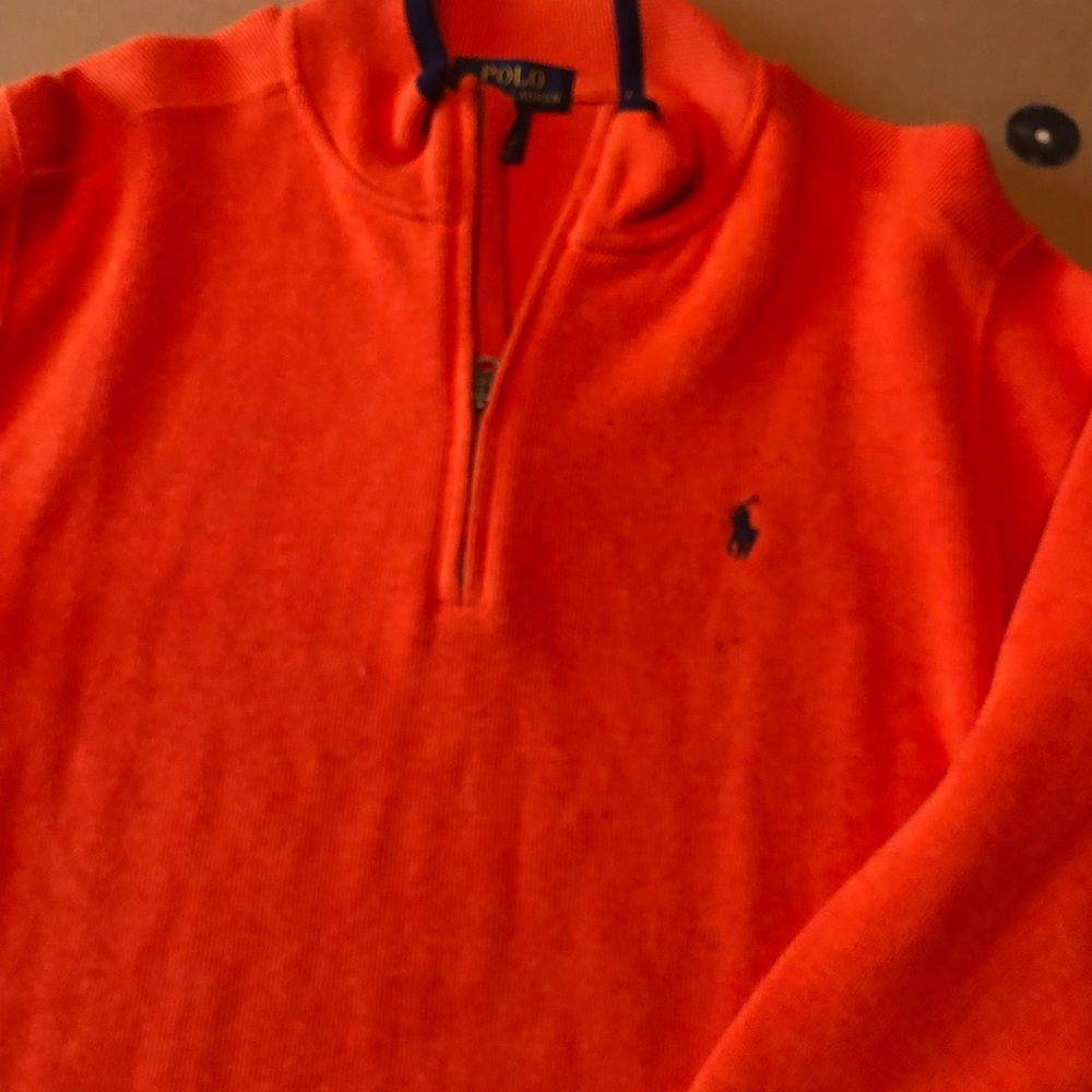 Boys orange and blue 1/4 zip Polo